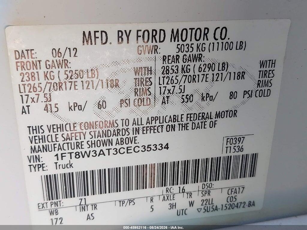 1FT8W3AT3CEC35334 2012 FORD F-350 photo no. 8