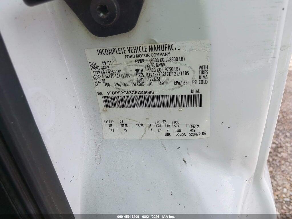 1FDRF3G63CEA45096 2012 FORD F-350 CHASSIS photo no. 9