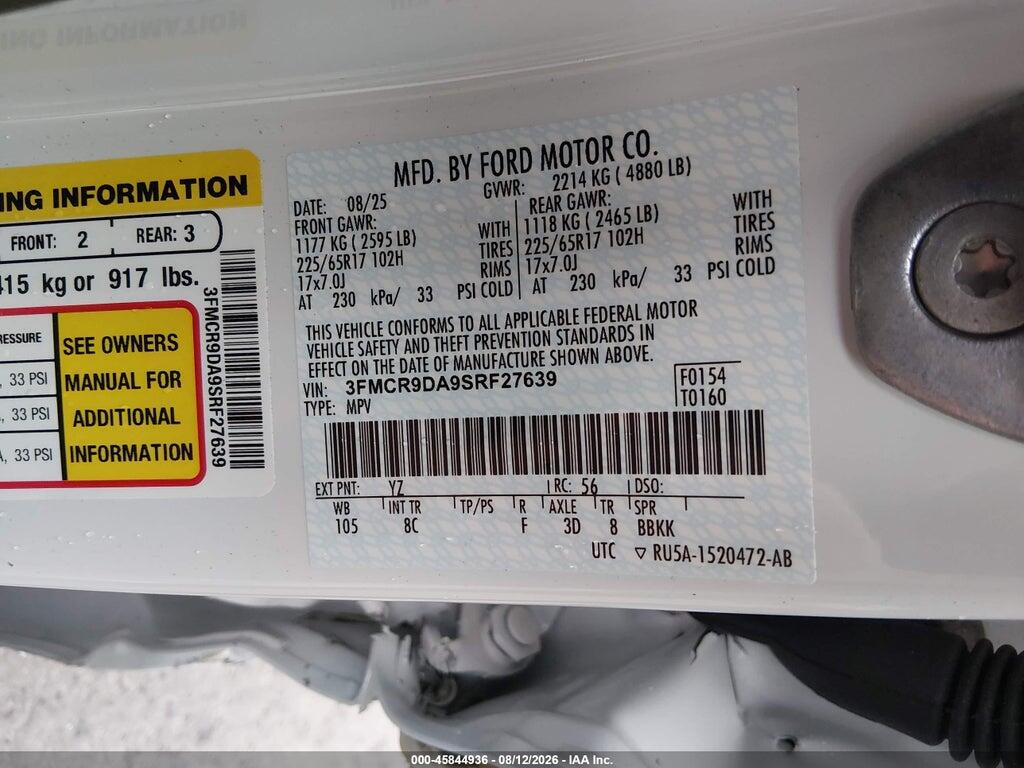 3FMCR9DA9SRF27639 2025 FORD BRONCO SPORT photo no. 9