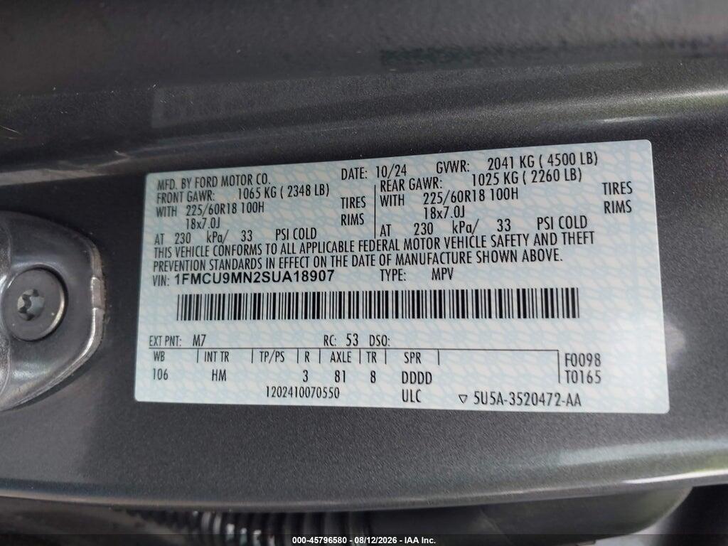 1FMCU9MN2SUA18907 2025 FORD ESCAPE photo no. 9