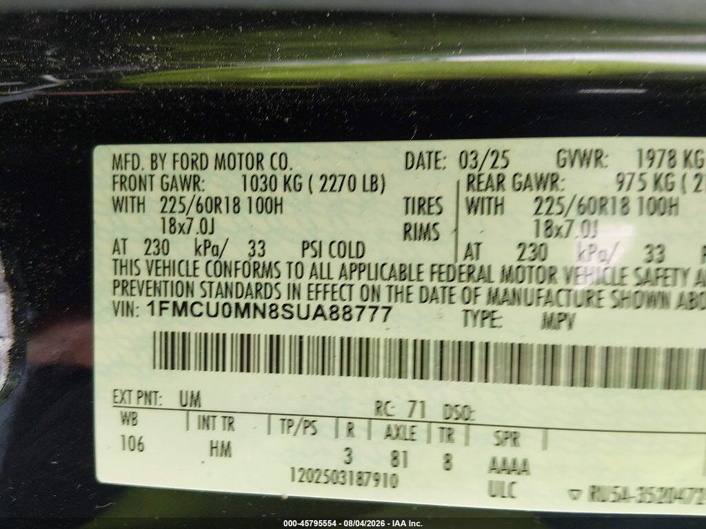 1FMCU0MN8SUA88777 2025 FORD ESCAPE photo no. 9