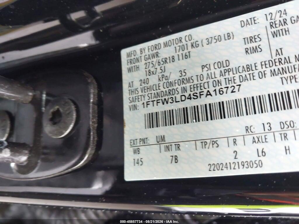 1FTFW3LD4SFA16727 2025 FORD F-150 photo no. 9