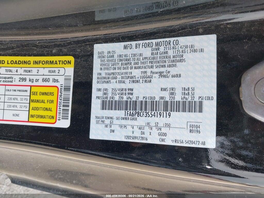 1FA6P8CF3S5419119 2025 FORD MUSTANG photo no. 9