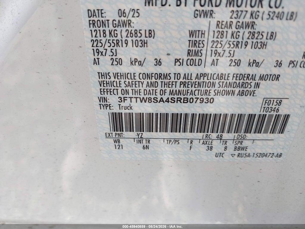 3FTTW8SA4SRB07930 2025 FORD MAVERICK photo no. 9