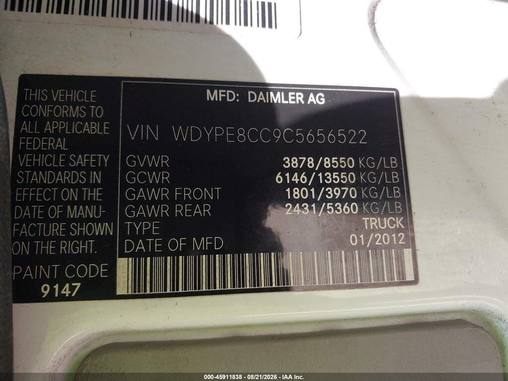 WDYPE8CC9C5656522 2012 FREIGHTLINER SPRINTER 2500 photo no. 9