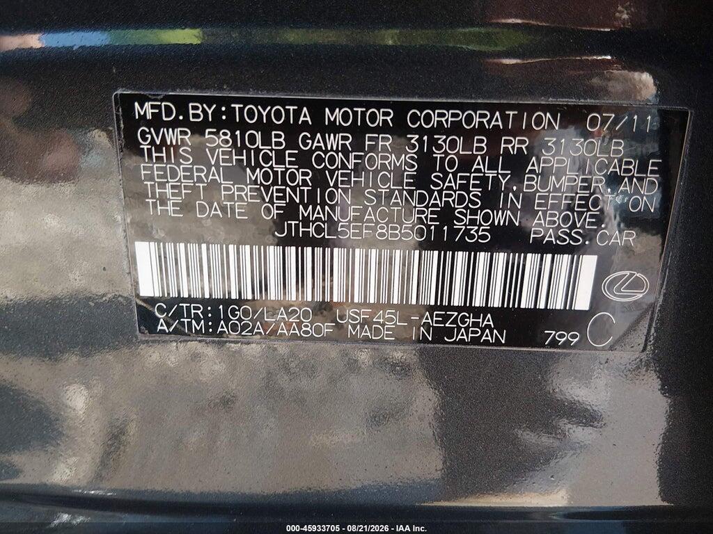 JTHCL5EF8B5011735 2011 LEXUS LS 460 photo no. 9