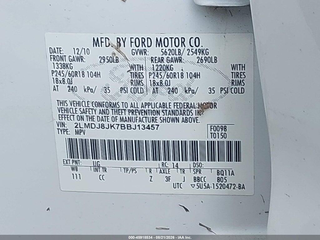 2LMDJ8JK7BBJ13457 2011 LINCOLN MKX photo no. 12
