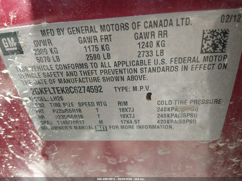 2GKFLTEK8C6274592 2012 GMC TERRAIN photo no. 9
