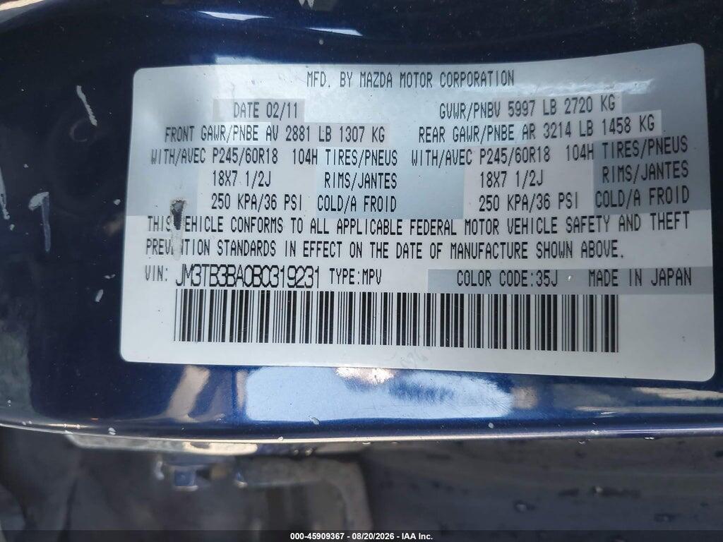 JM3TB3BA0B0319231 2011 MAZDA CX-9 photo no. 9