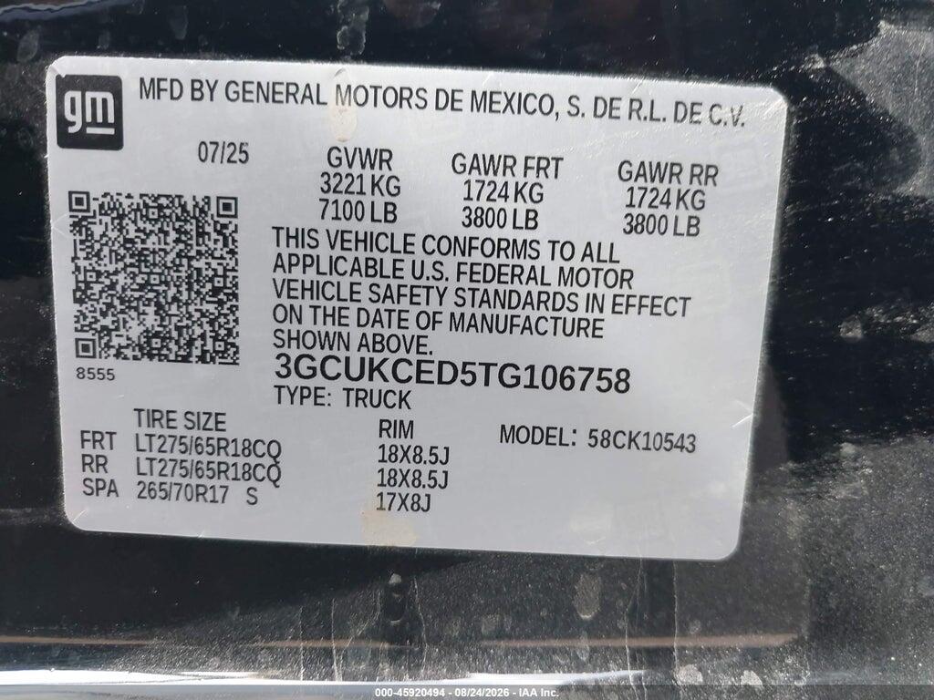 3GCUKCED5TG106758 2026 CHEVROLET SILVERADO 1500 photo no. 9
