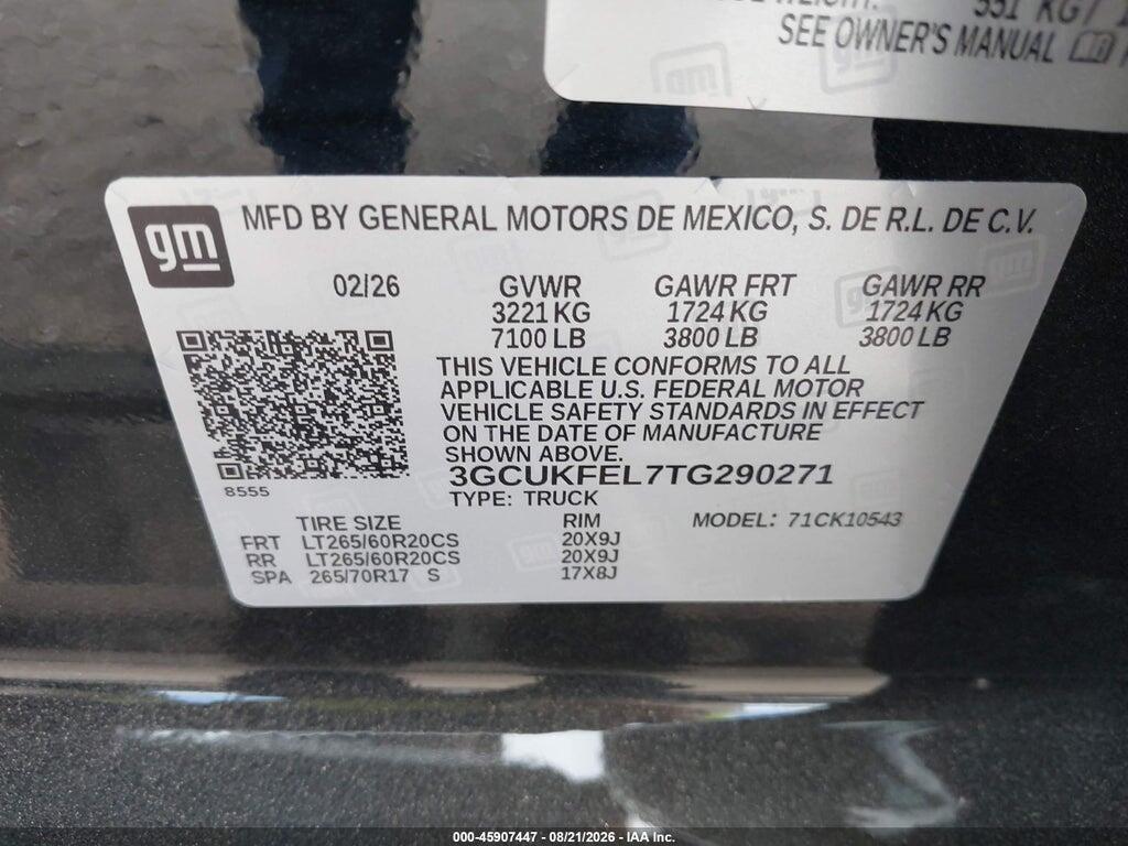 3GCUKFEL7TG290271 2026 CHEVROLET SILVERADO 1500 photo no. 9