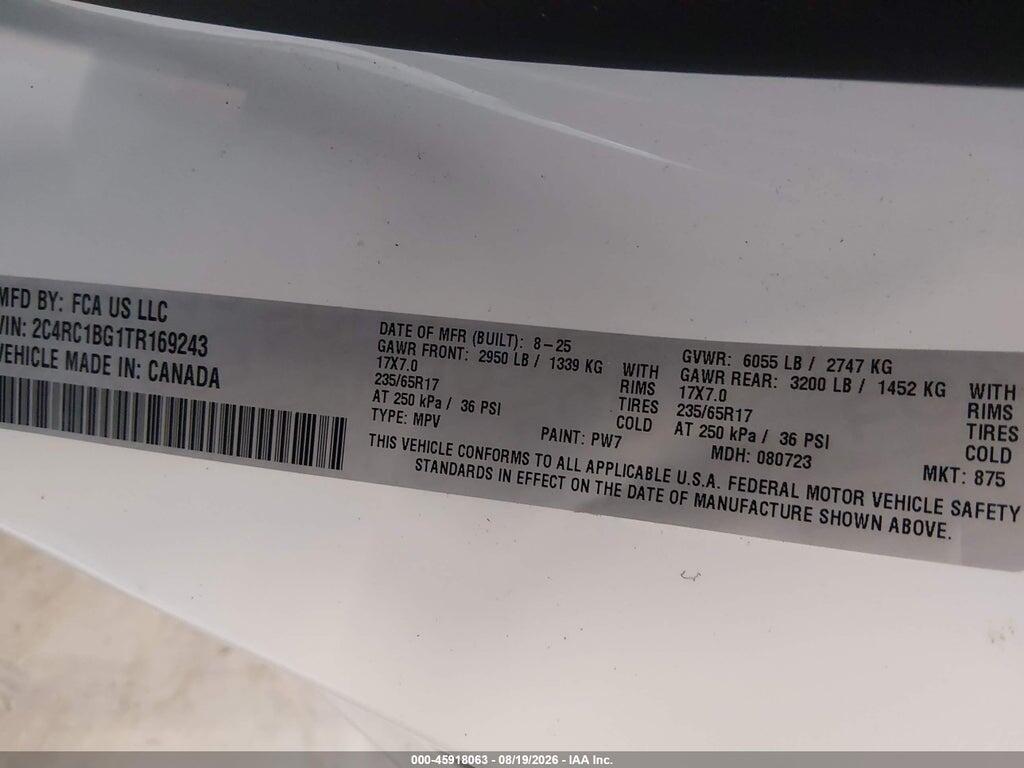 2C4RC1BG1TR169243 2026 CHRYSLER PACIFICA photo no. 9