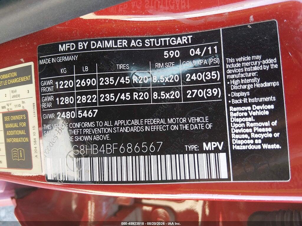 WDCGG8HB4BF686567 2011 MERCEDES-BENZ GLK photo no. 9