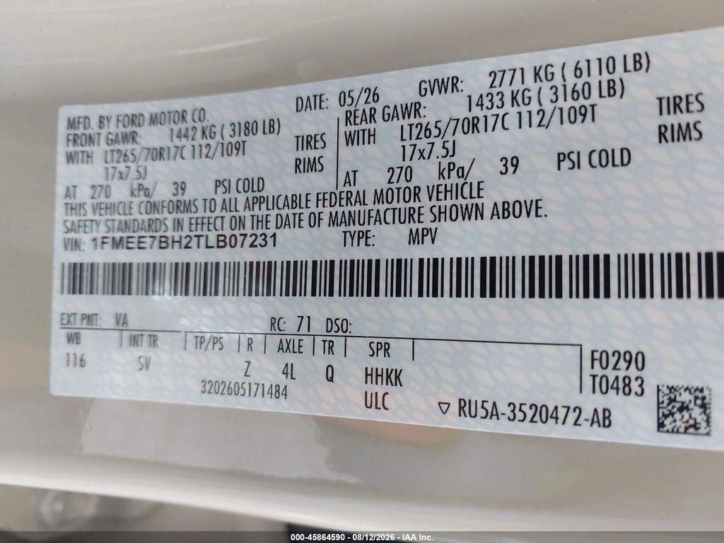 1FMEE7BH2TLB07231 2026 FORD BRONCO photo no. 9