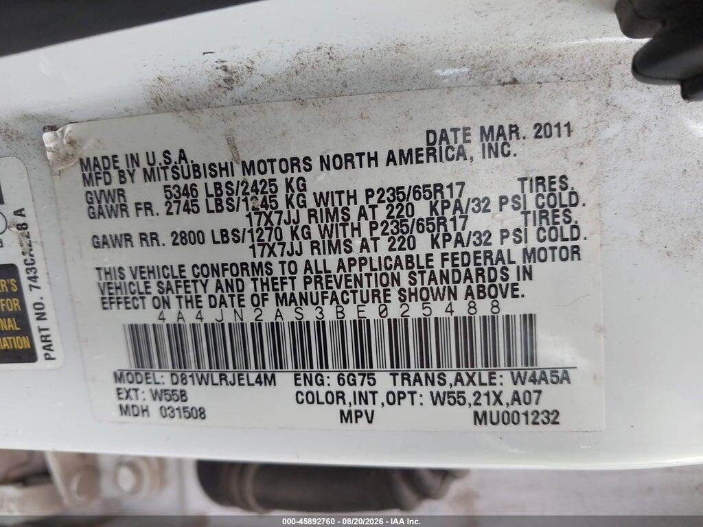 4A4JN2AS3BE025488 2011 MITSUBISHI ENDEAVOR photo no. 9
