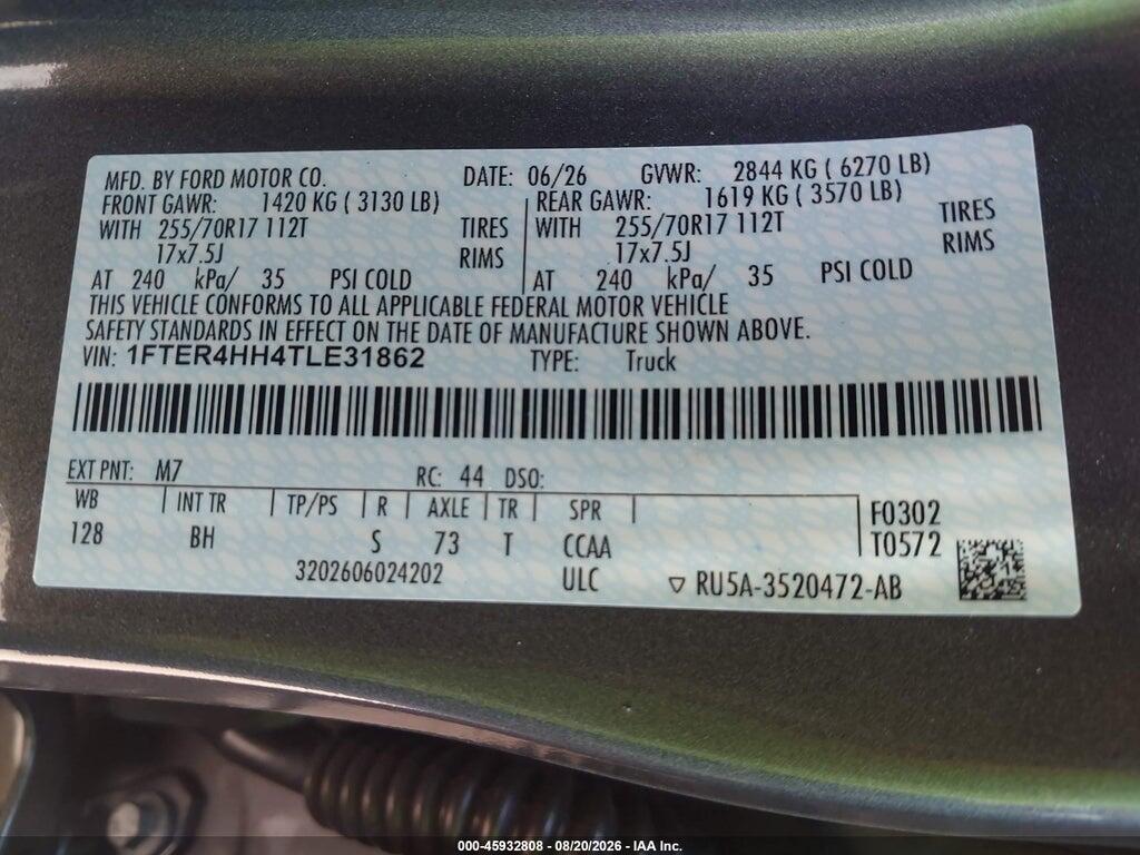 1FTER4HH4TLE31862 2026 FORD RANGER photo no. 9