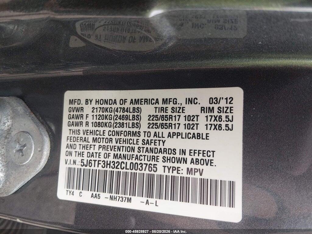 5J6TF3H32CL003765 2012 HONDA CROSSTOUR photo no. 9