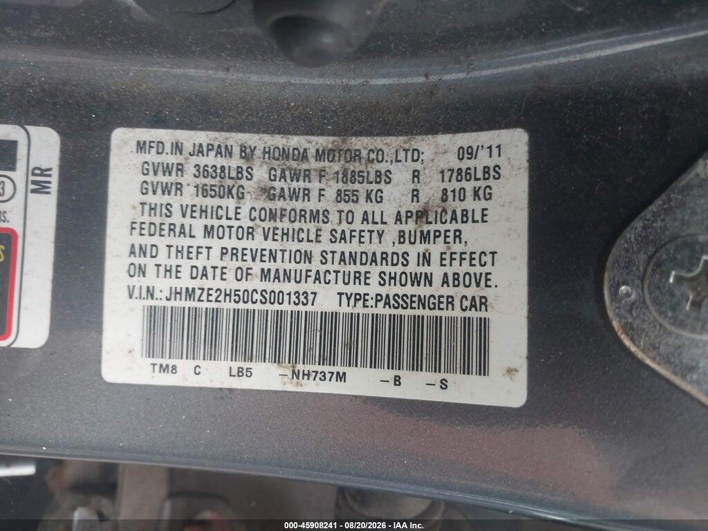 JHMZE2H50CS001337 2012 HONDA INSIGHT photo no. 9
