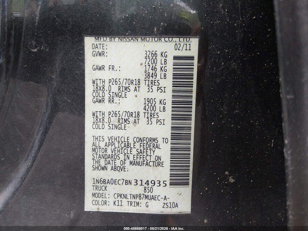 1N6BA0EC7BN314935 2011 NISSAN TITAN photo no. 9