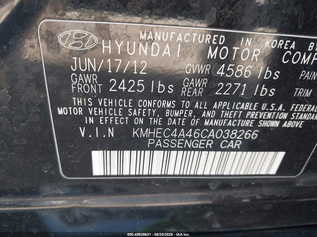 KMHEC4A46CA038266 2012 HYUNDAI SONATA HYBRID photo no. 9