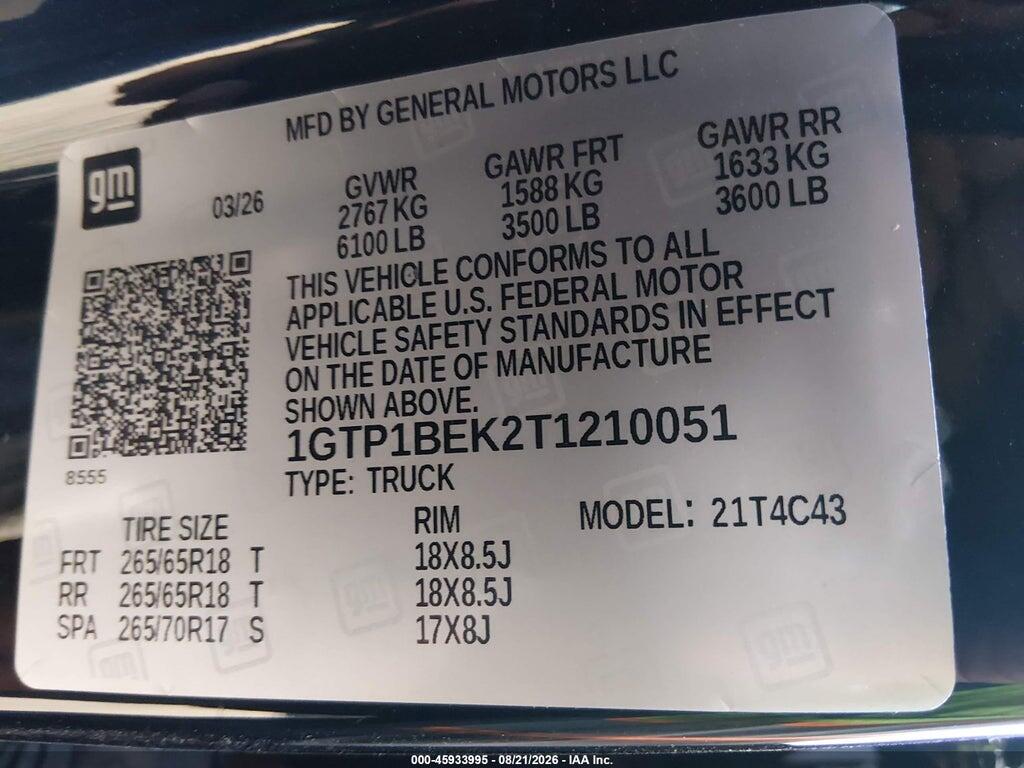 1GTP1BEK2T1210051 2026 GMC CANYON photo no. 9