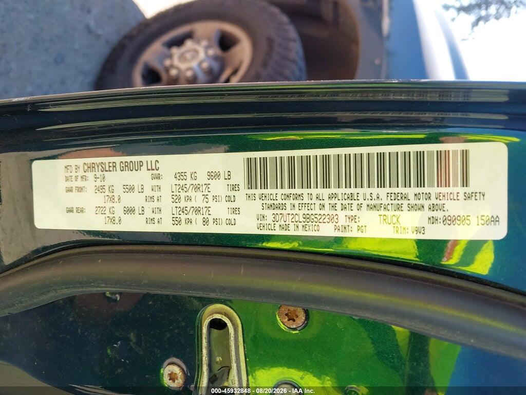3D7UT2CL9BG522303 2011 RAM RAM 2500 photo no. 9
