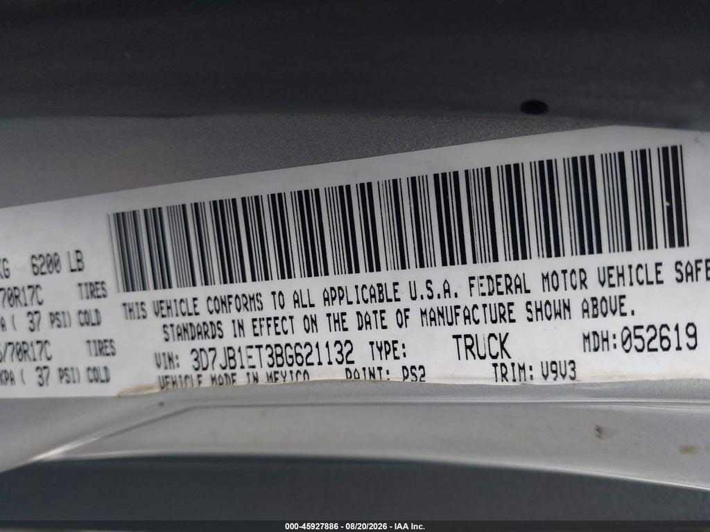 3D7JB1ET3BG621132 2011 RAM RAM 1500 photo no. 9