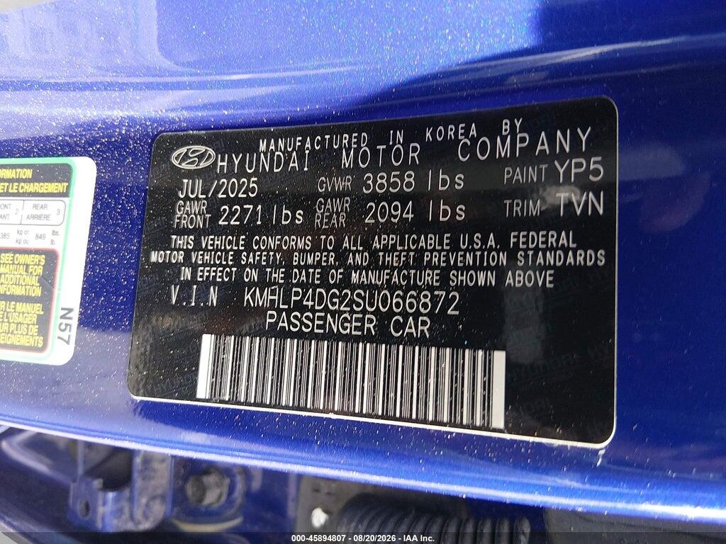 KMHLP4DG2SU066872 2025 HYUNDAI ELANTRA photo no. 9