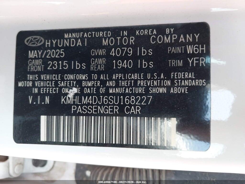 KMHLM4DJ6SU168227 2025 HYUNDAI ELANTRA HYBRID photo no. 9