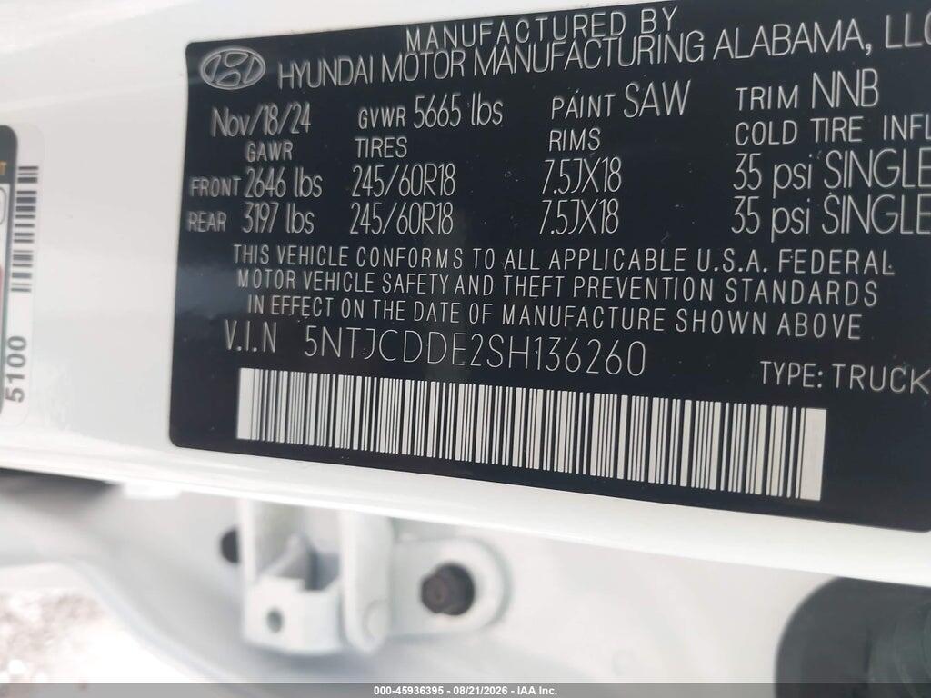 5NTJCDDE2SH136260 2025 HYUNDAI SANTA CRUZ photo no. 9