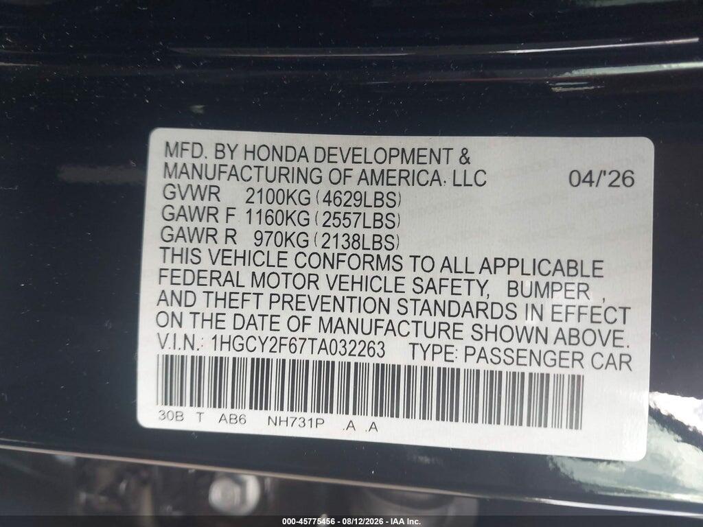 1HGCY2F67TA032263 2026 HONDA ACCORD HYBRID photo no. 9