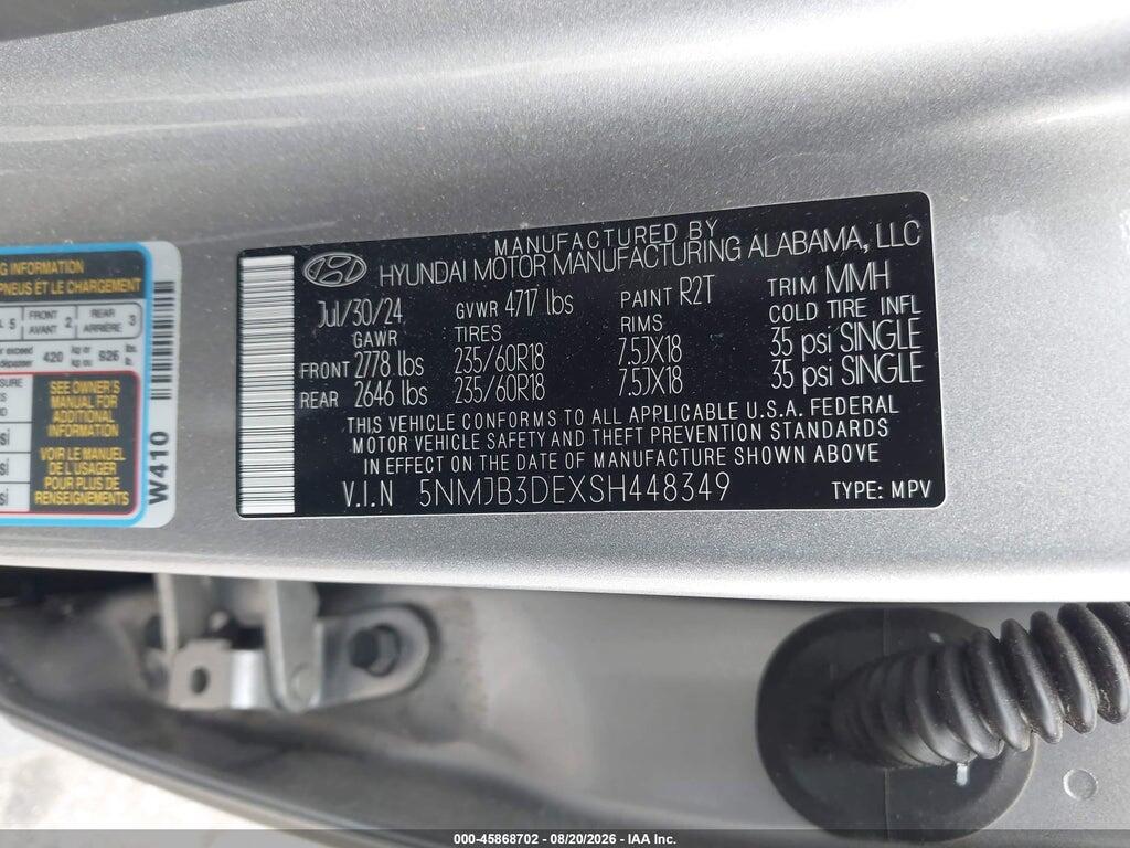 5NMJB3DEXSH448349 2025 HYUNDAI TUCSON photo no. 9