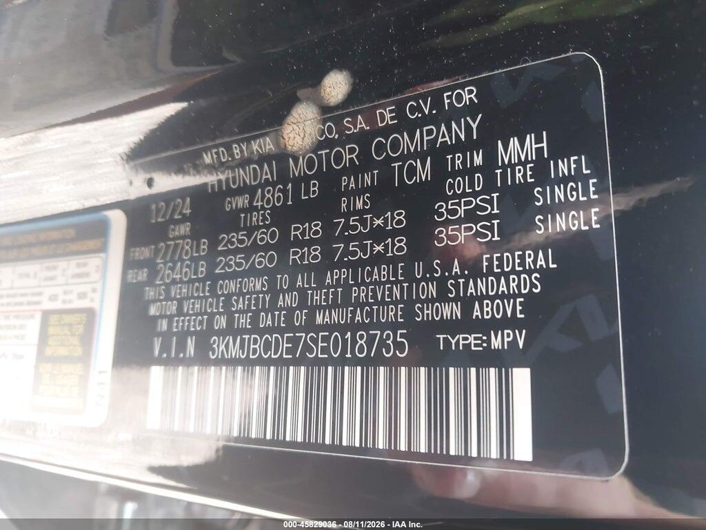 3KMJBCDE7SE018735 2025 HYUNDAI TUCSON photo no. 9