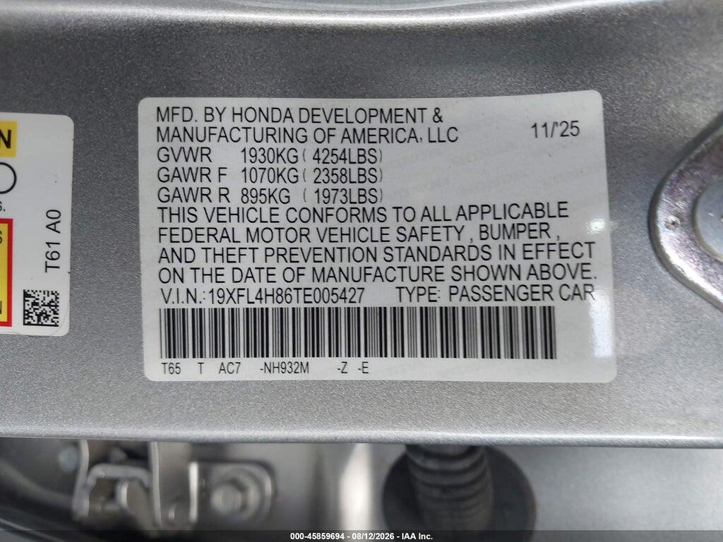 19XFL4H86TE005427 2026 HONDA CIVIC HYBRID photo no. 9