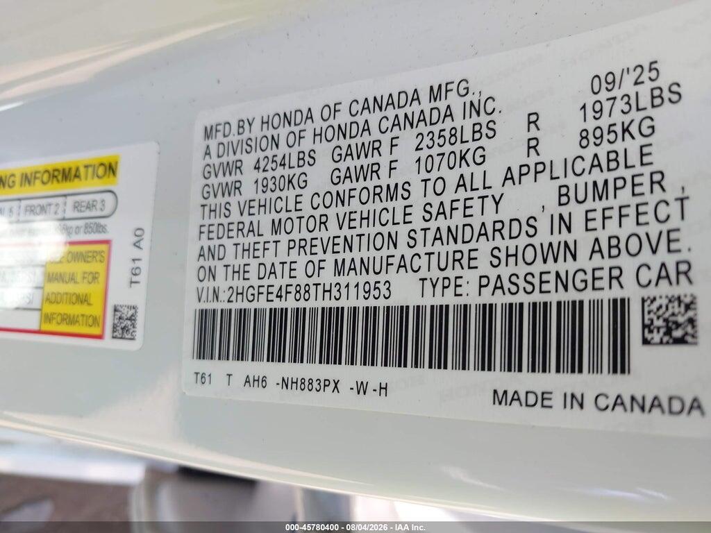 2HGFE4F88TH311953 2026 HONDA CIVIC HYBRID photo no. 9
