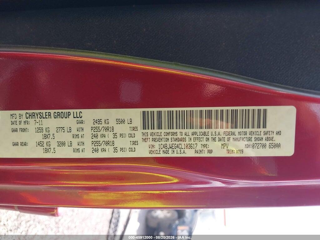 1C4BJWEG4CL103617 2012 JEEP WRANGLER UNLIMITED photo no. 9