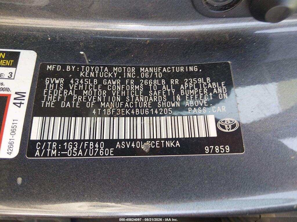 4T1BF3EK4BU614205 2011 TOYOTA CAMRY photo no. 9