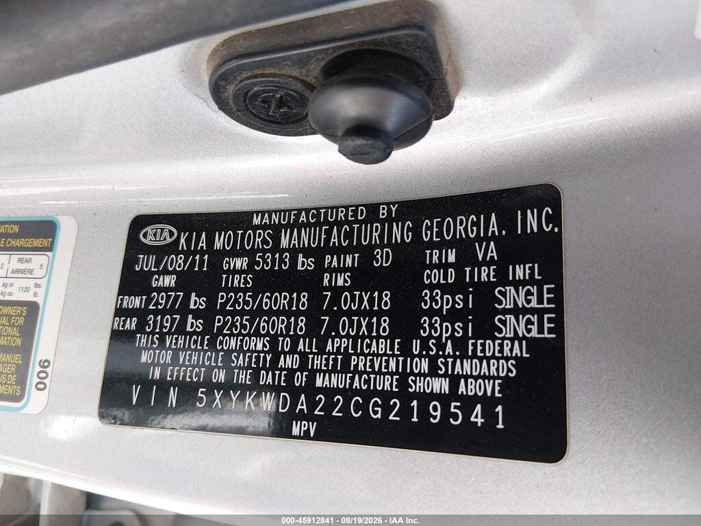 5XYKWDA22CG219541 2012 KIA SORENTO photo no. 9