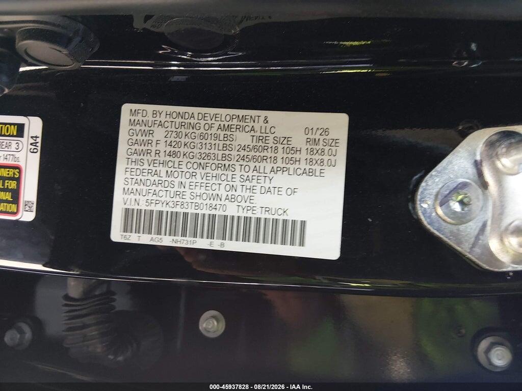 5FPYK3F83TB018470 2026 HONDA RIDGELINE photo no. 9