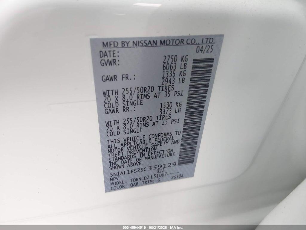 5N1AL1FS2SC359129 2025 INFINITI QX60 photo no. 9