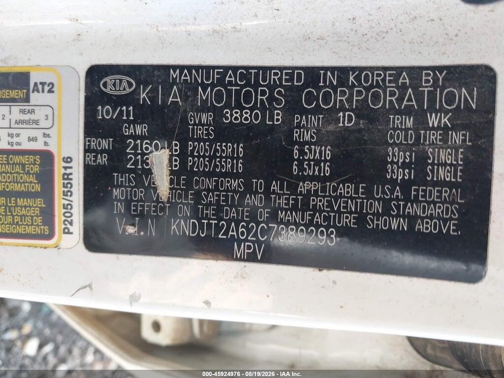 KNDJT2A62C7389293 2012 KIA SOUL photo no. 9