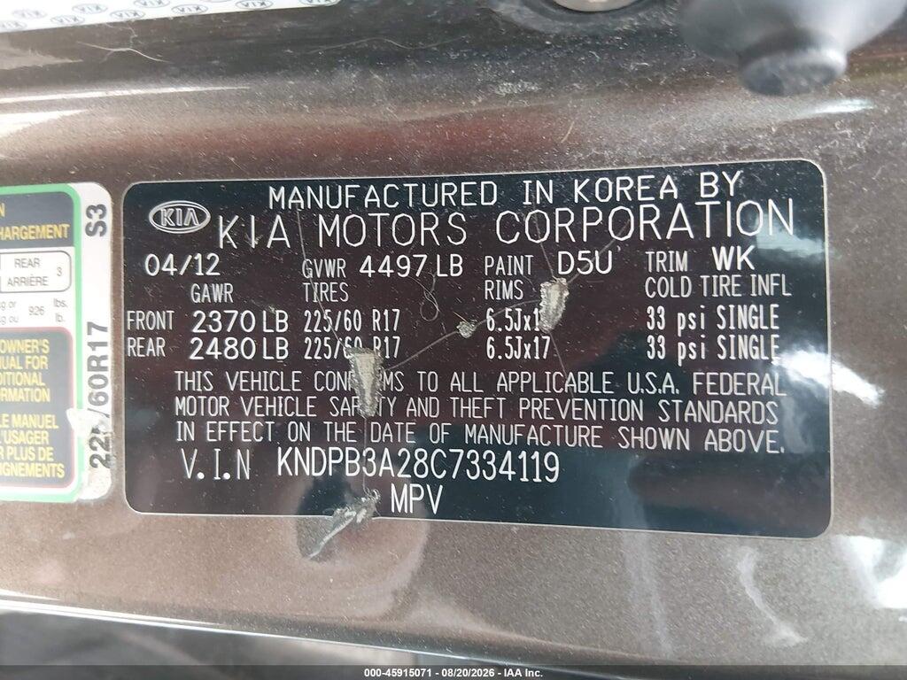 KNDPB3A28C7334119 2012 KIA SPORTAGE photo no. 9
