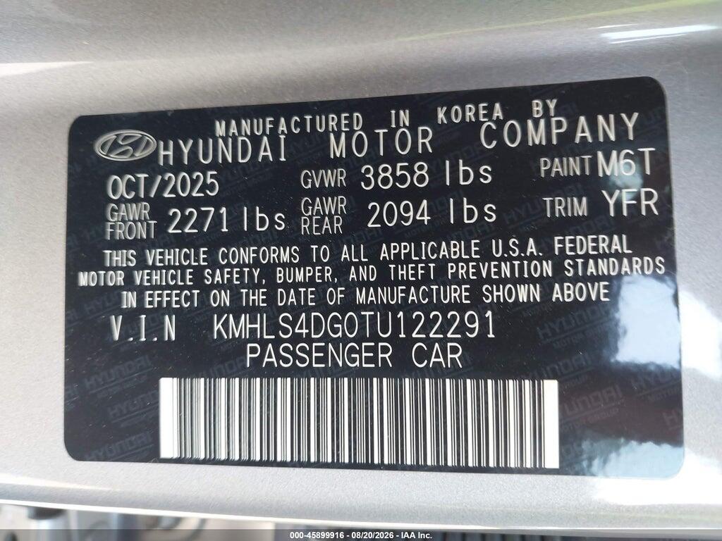 KMHLS4DG0TU122291 2026 HYUNDAI ELANTRA photo no. 9