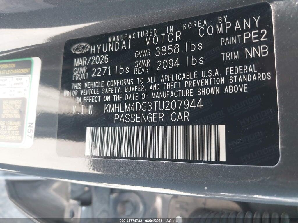 KMHLM4DG3TU207944 2026 HYUNDAI ELANTRA photo no. 9