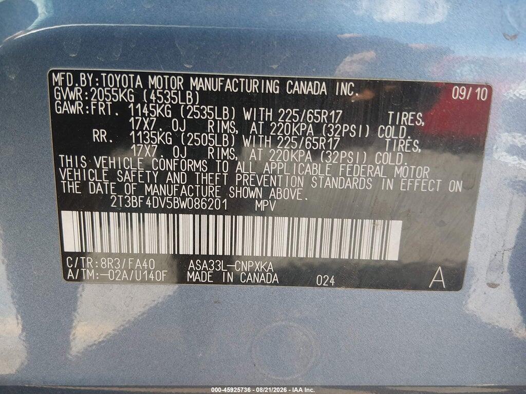 2T3BF4DV5BW086201 2011 TOYOTA RAV4 photo no. 9