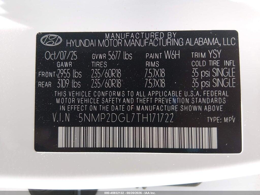 5NMP2DGL7TH171722 2026 HYUNDAI SANTA FE photo no. 9