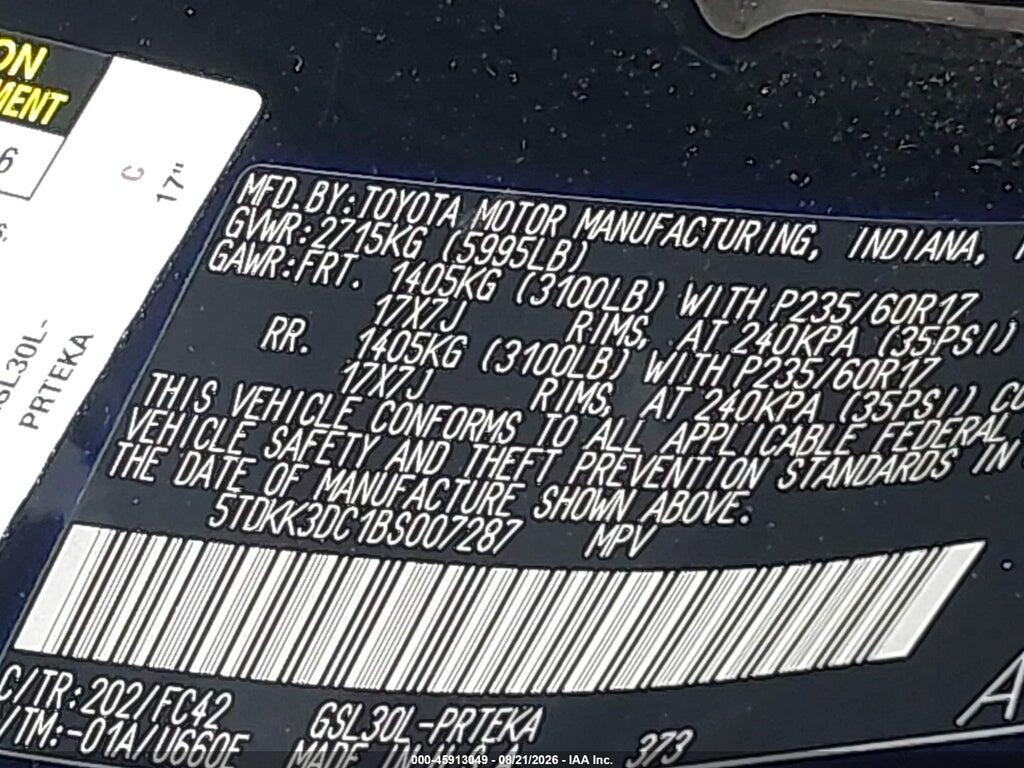 5TDKK3DC1BS007287 2011 TOYOTA SIENNA photo no. 9