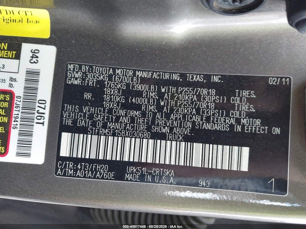 5TFRM5F15BX030680 2011 TOYOTA TUNDRA photo no. 9