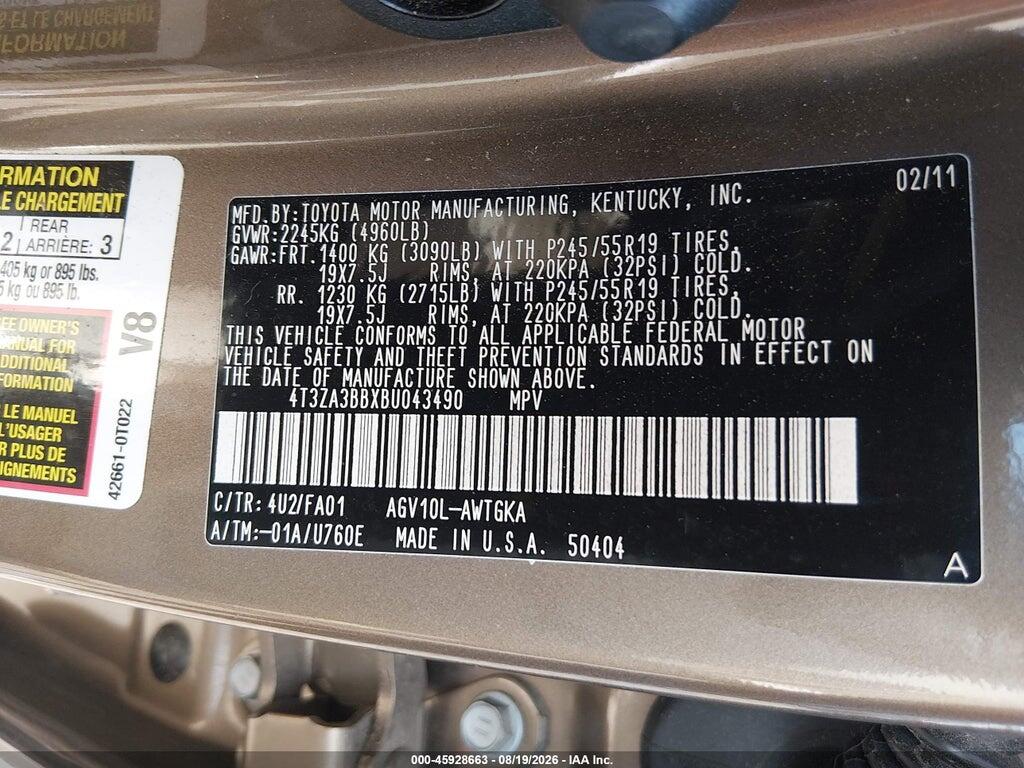 4T3ZA3BBXBU043490 2011 TOYOTA VENZA photo no. 9