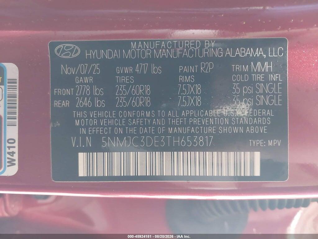 5NMJC3DE3TH653817 2026 HYUNDAI TUCSON photo no. 9